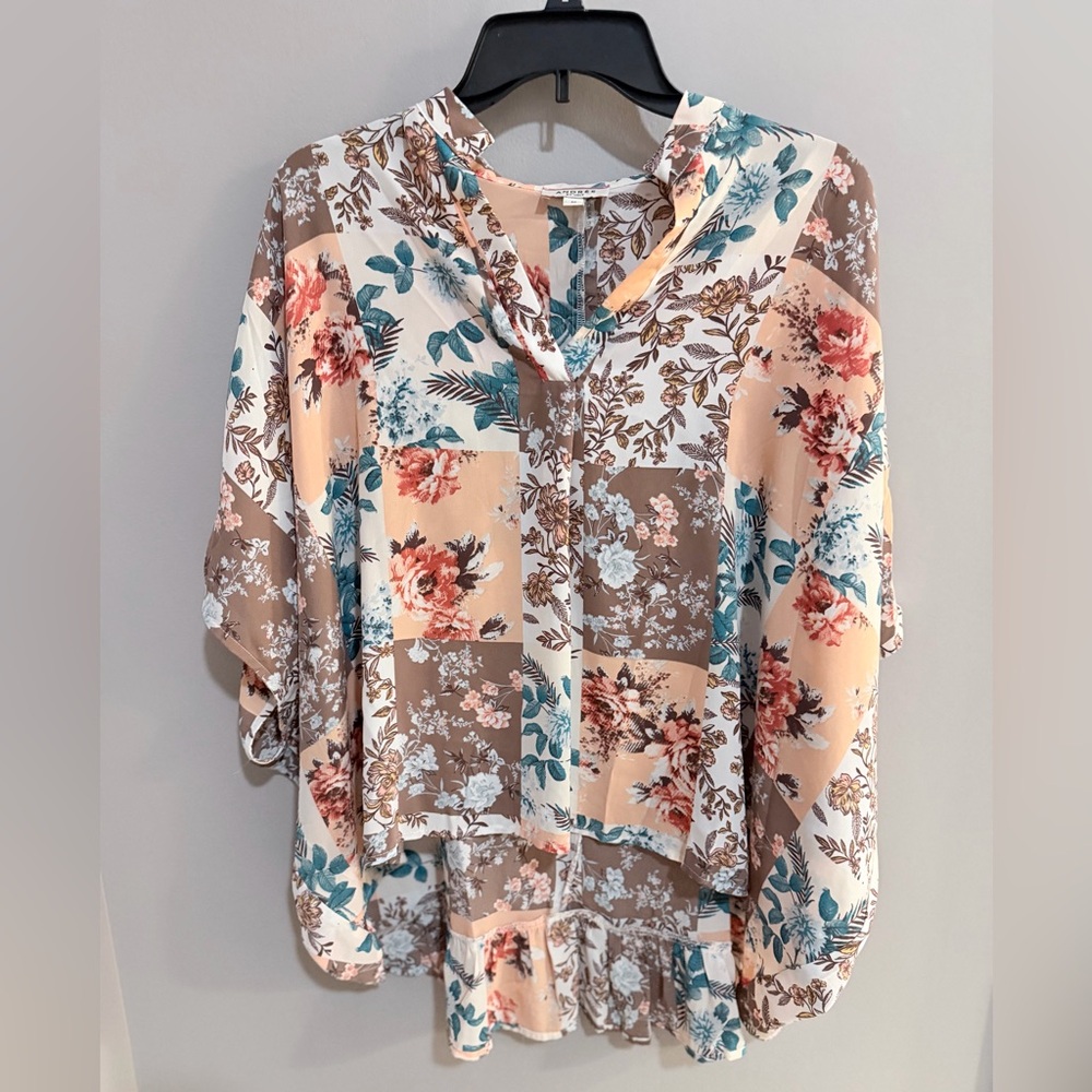 Andree By Unit Floral Patchwork Blouse - Cream, B… - image 1